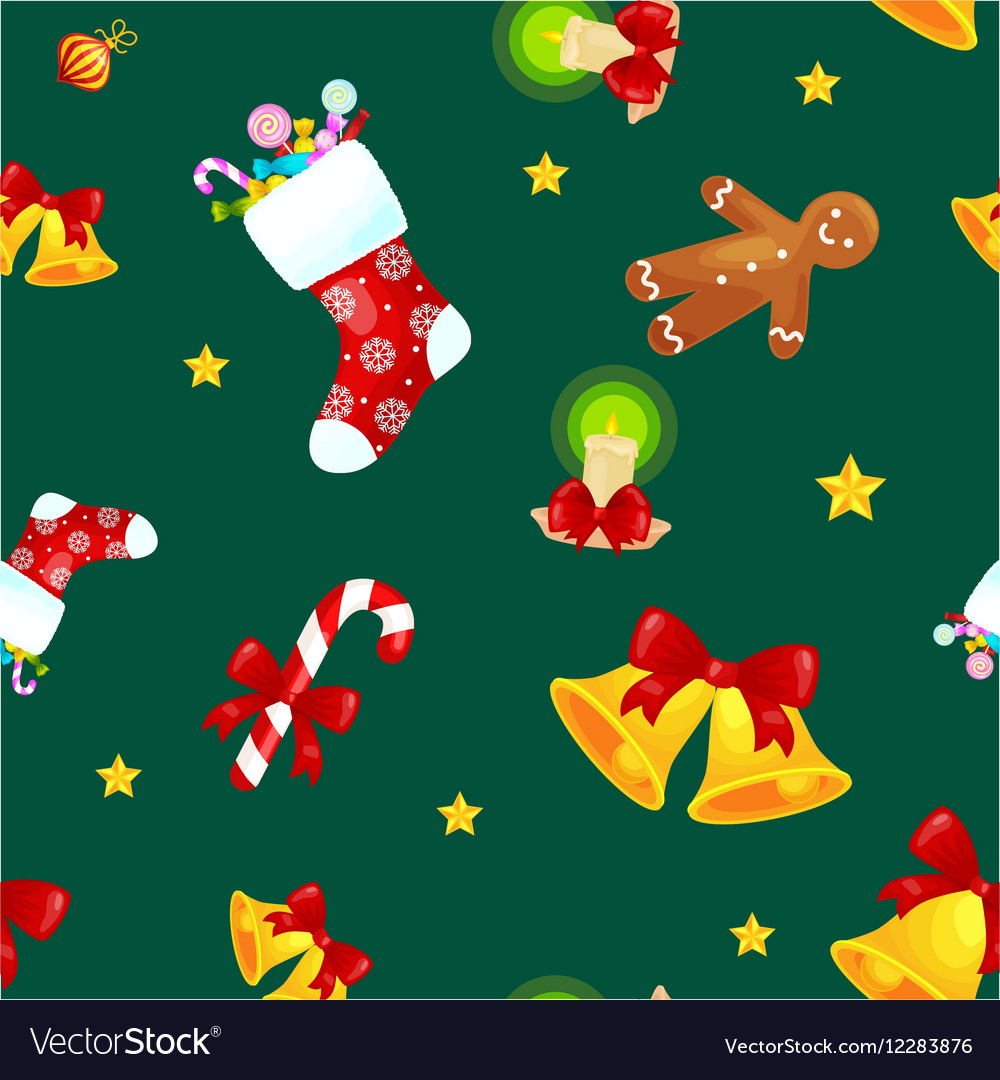 Christmas seamless pattern gingerbread man Vector Image