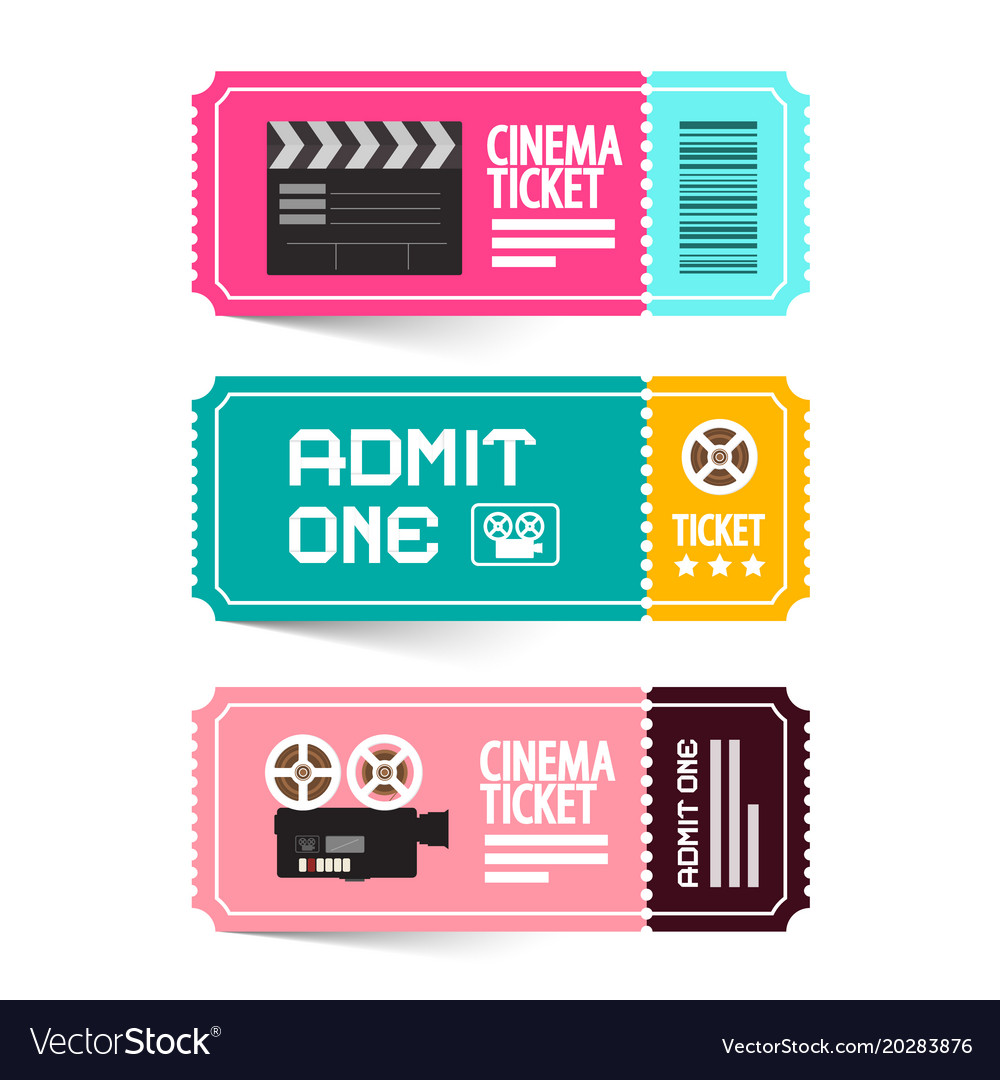 Cinema ticket admit one movie flat design tickets