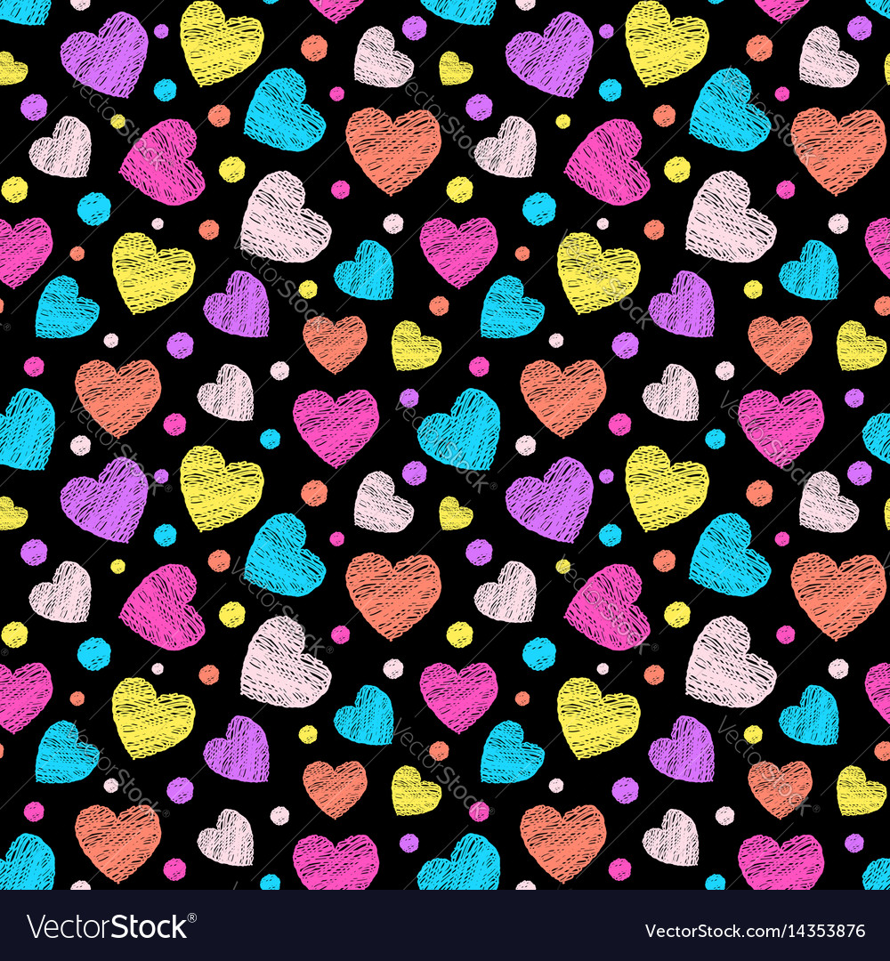 Colorful scribbled hearts Royalty Free Vector Image