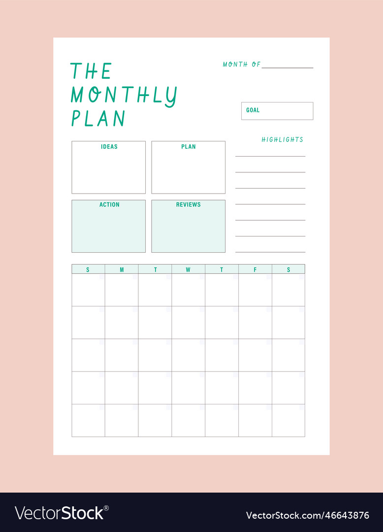 Monthly planner template