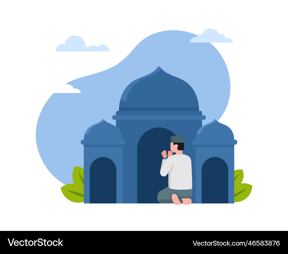Moslems man praying Royalty Free Vector Image - VectorStock