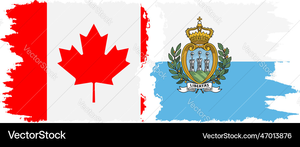 San marino and canada grunge flags connection Vector Image