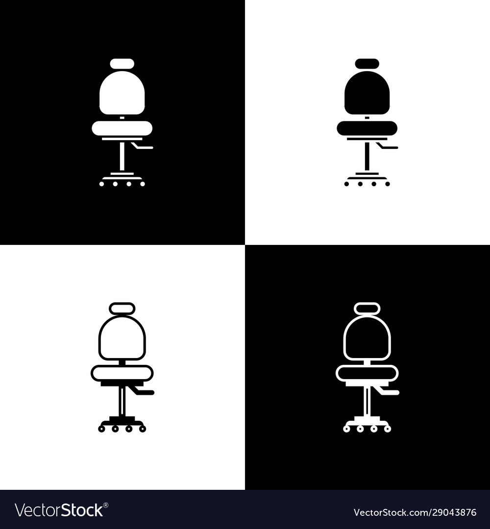 Set office chair icon isolated on black and white