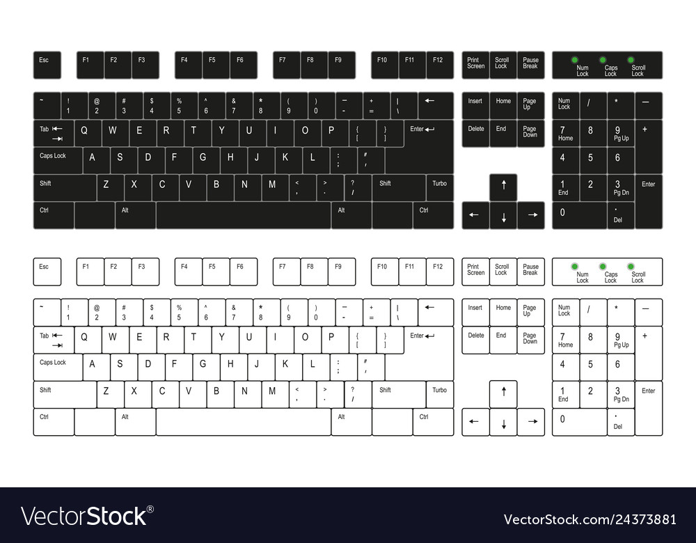 Computer keyboard white and black Royalty Free Vector Image