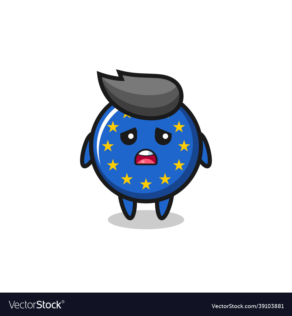 Disappointed expression of the europe flag badge