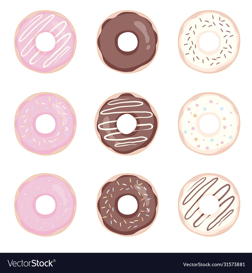 Donut set on a white background donuts