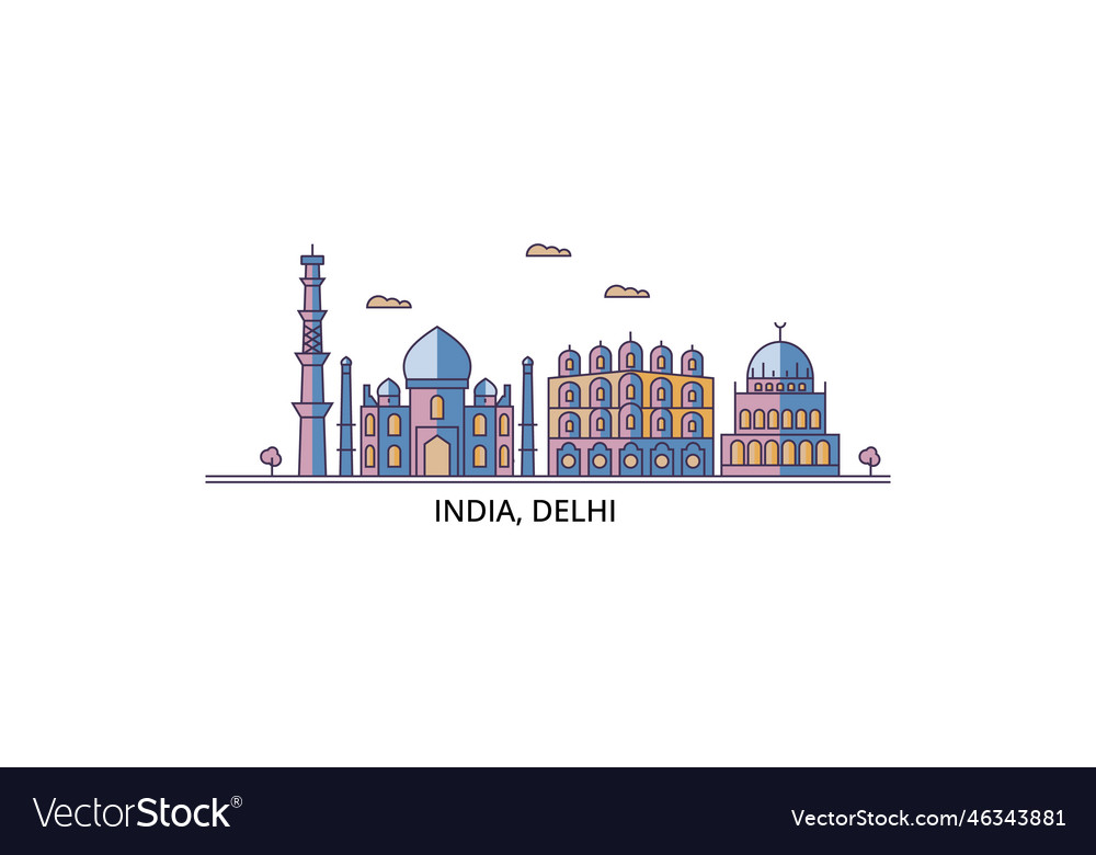 India delhi city tourism landmarks city Royalty Free Vector