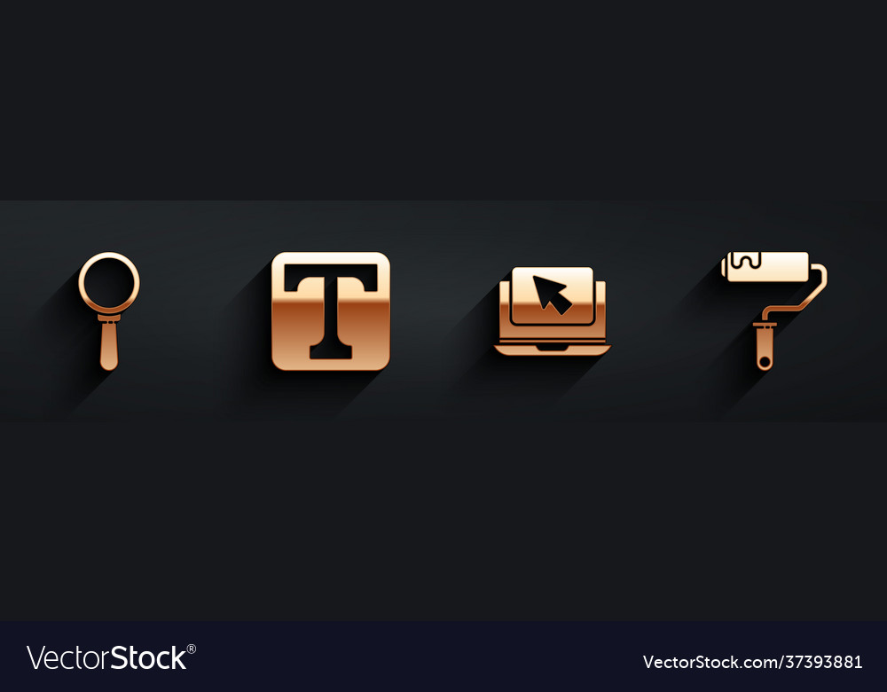 Set magnifying glass text laptop and cursor Vector Image