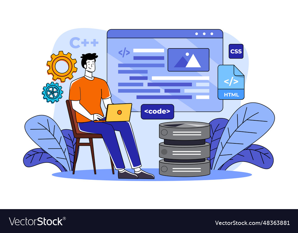 Web coding concept on white background Royalty Free Vector