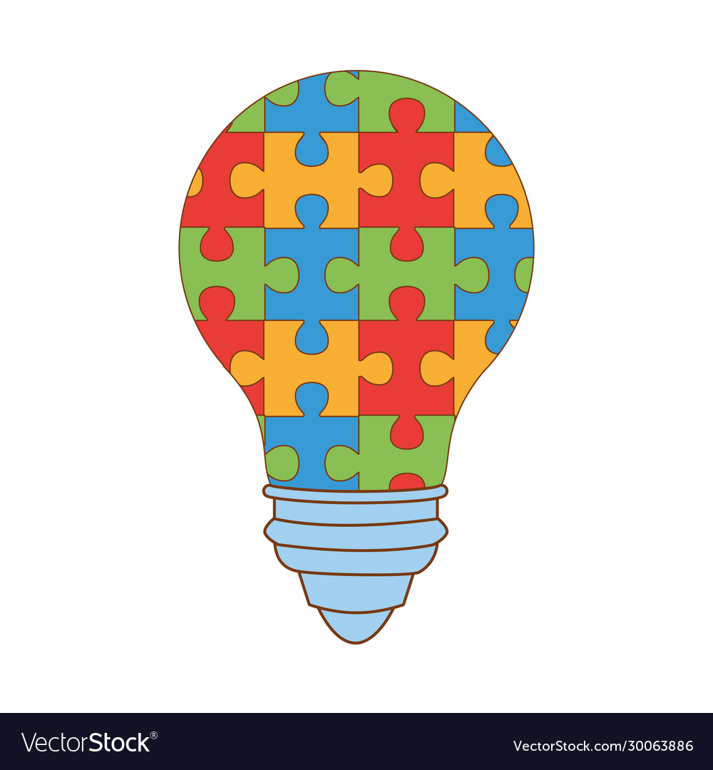 Bulb with puzzle game pieces