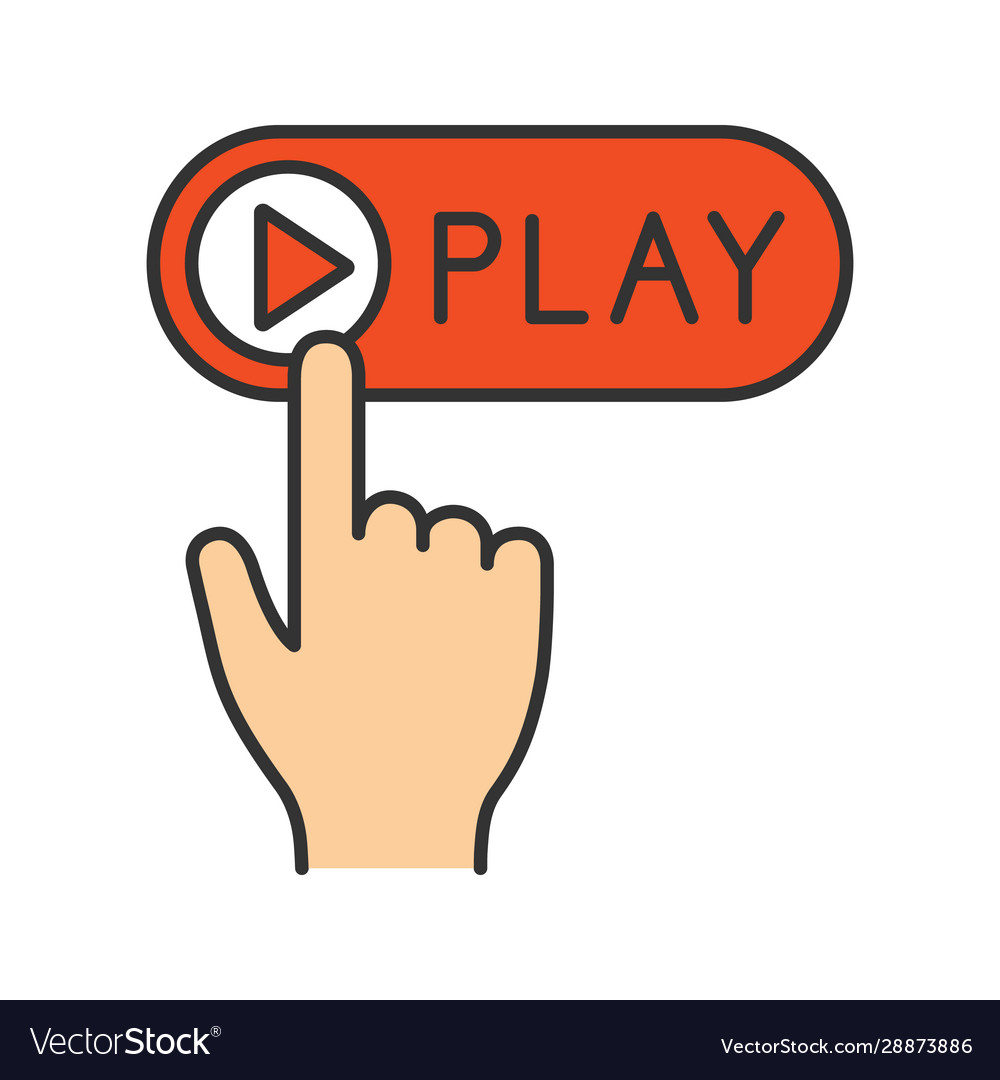 Play now button - click on red Royalty Free Vector Image