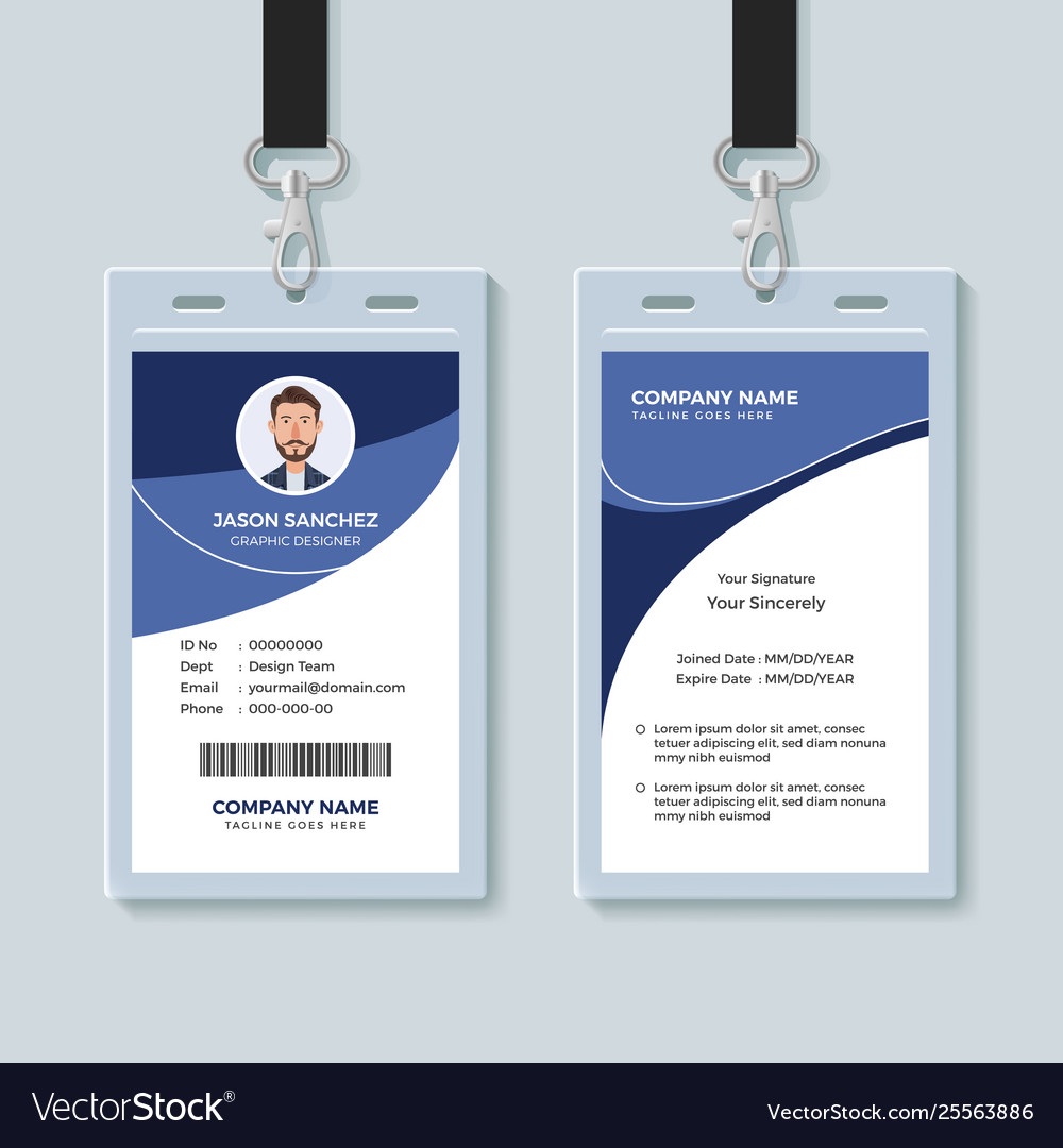 Simple corporate id card design template Vector Image With Company Id Card Design Template