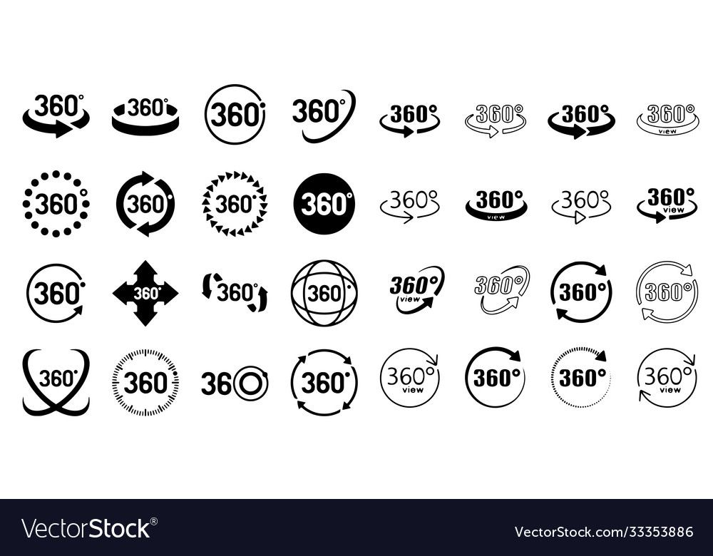 Simple set 360 degree view related icons