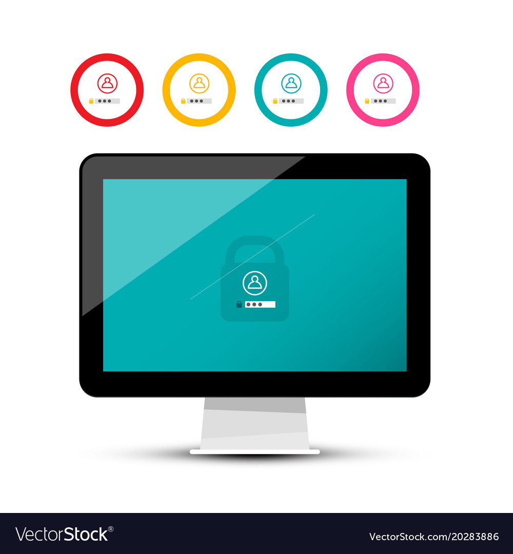 Unlock symbol on computer screen security code Vector Image