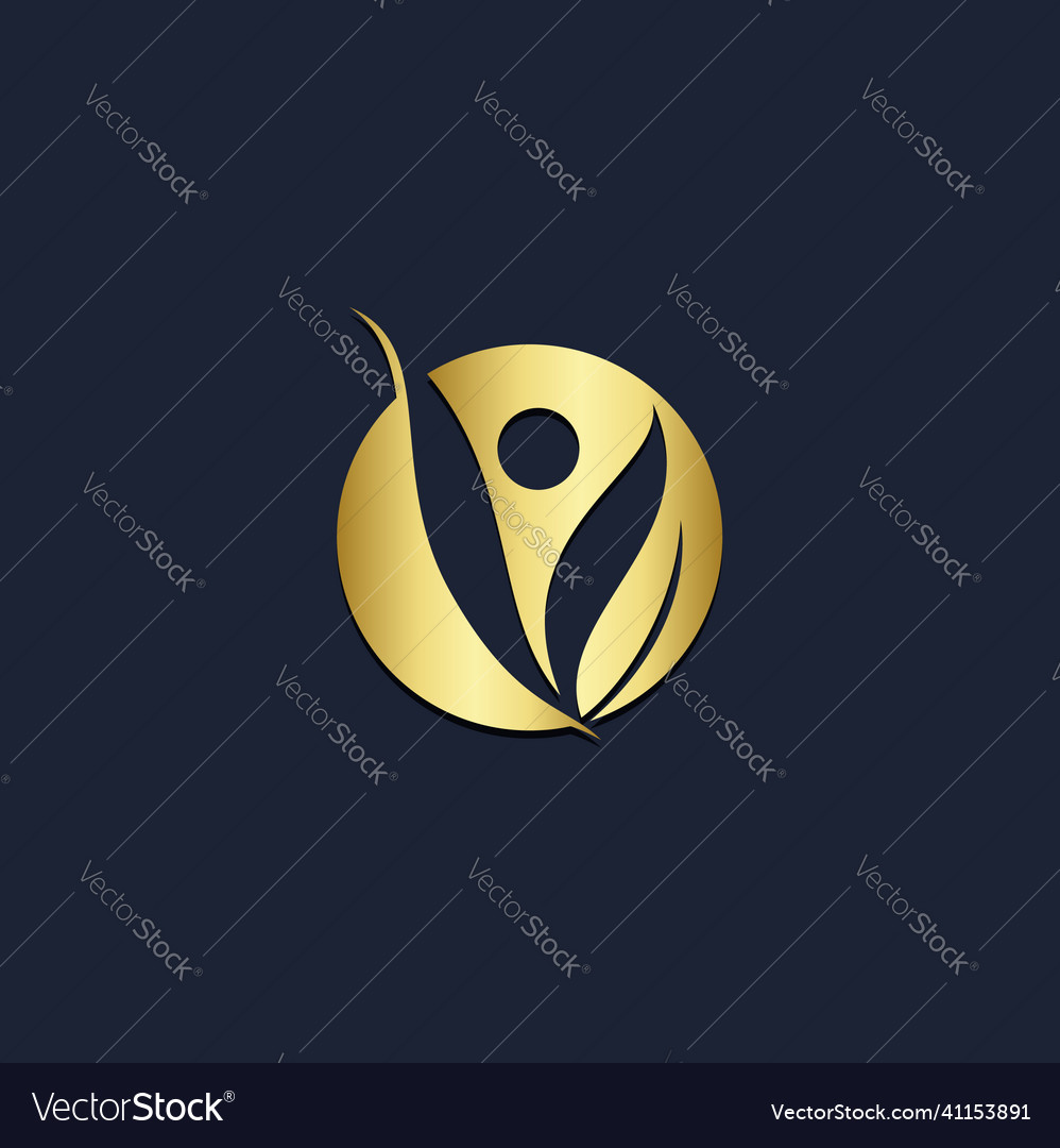 Abstract swoosh leaf eco organic gold logo Vector Image