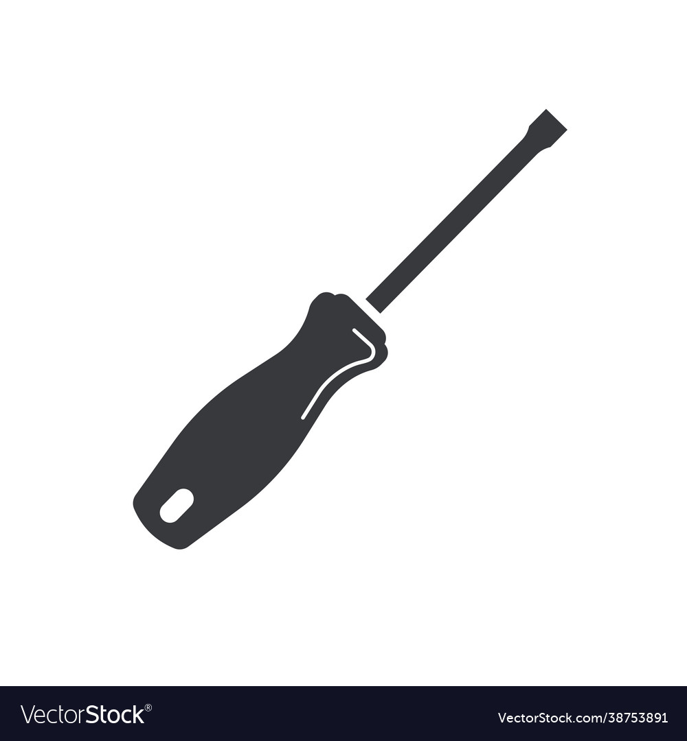 Black filled screwdriver icon isolated