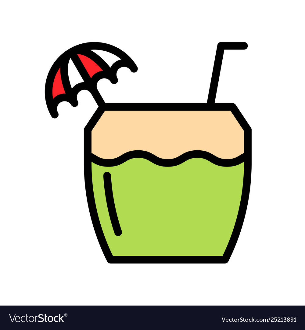 Coconut water beverage filled icon editable