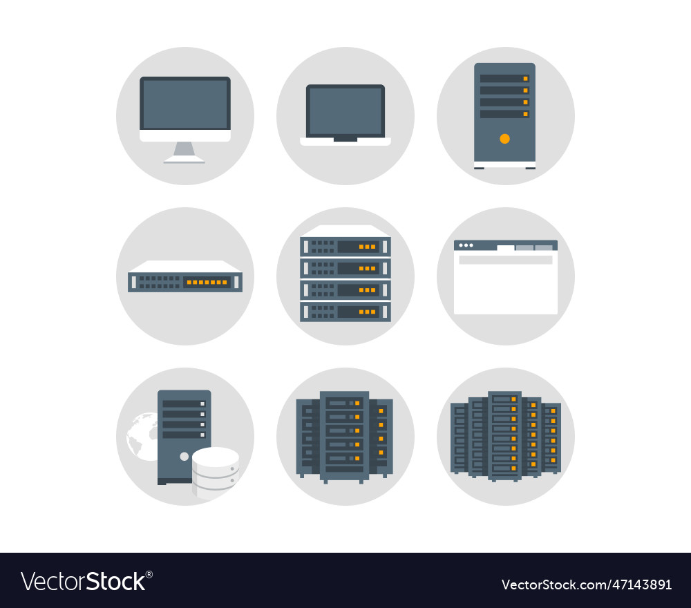 Computer equipment icon set Royalty Free Vector Image