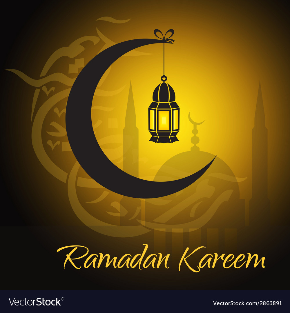 Crescent and lantern to light the holy muslim