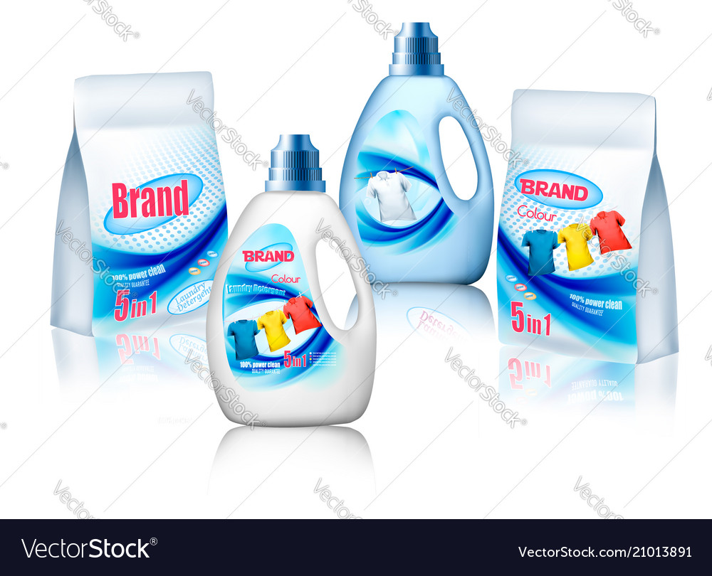 Laundry detergent package design set container Vector Image