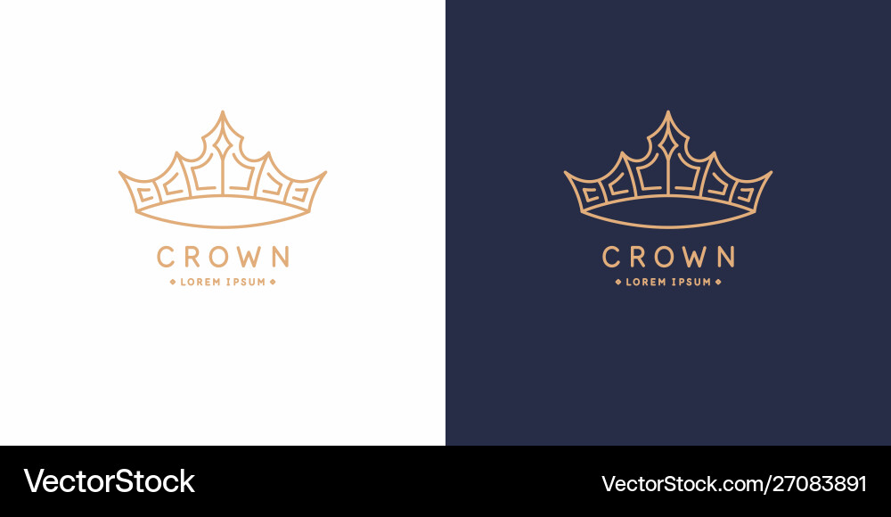 Original linear image crown isolated Royalty Free Vector