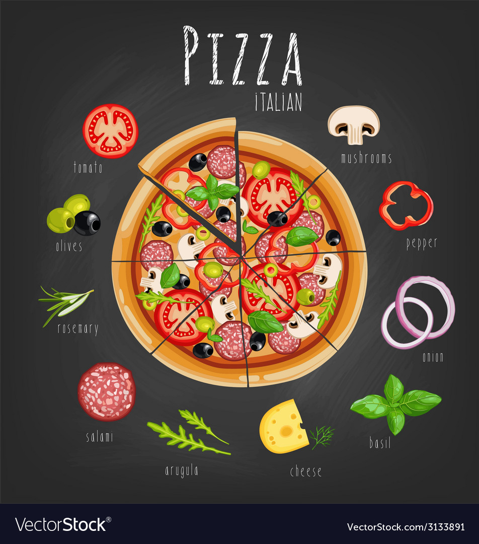 Pizza italiano Royalty Free Vector Image - VectorStock