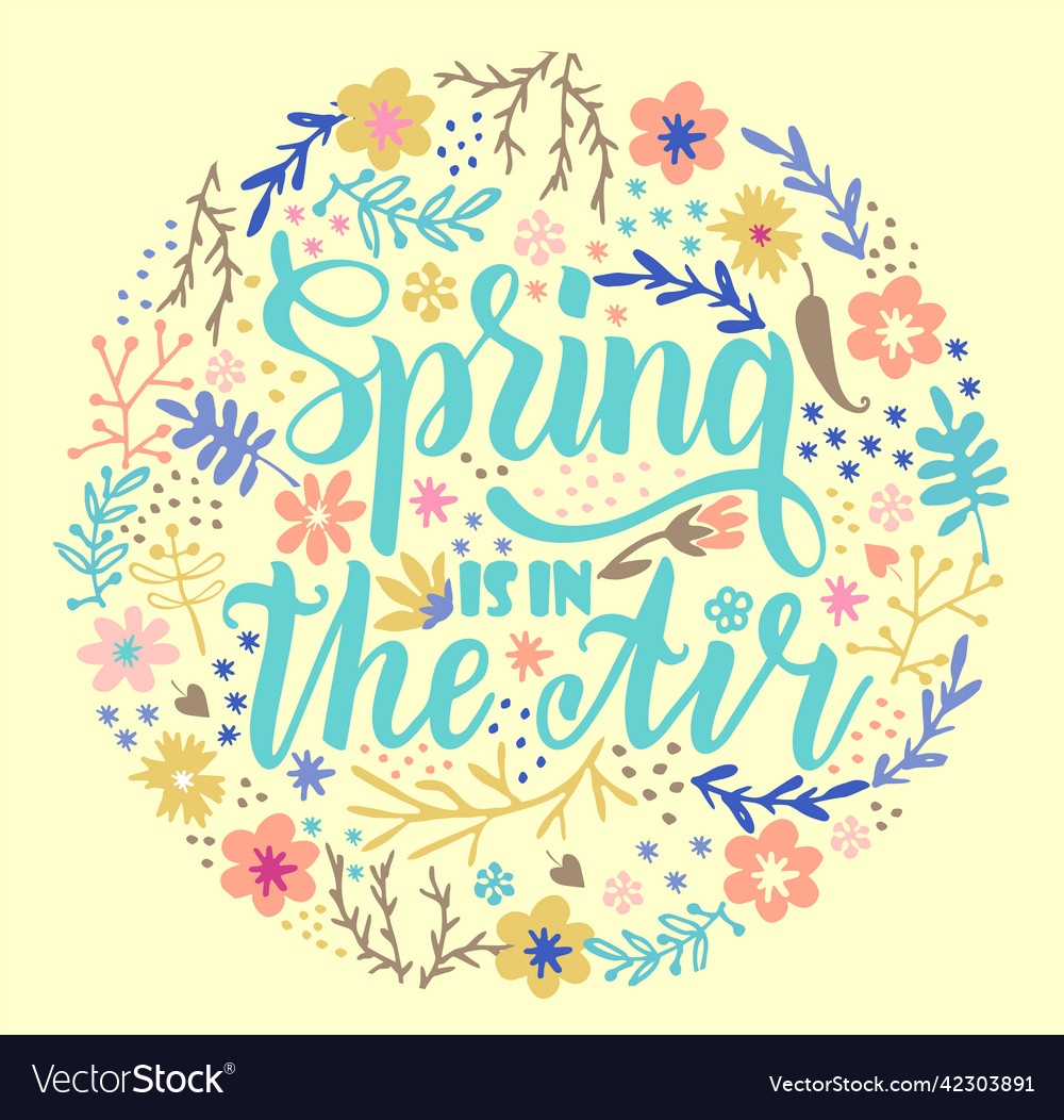 Spring is in the air badge typography element