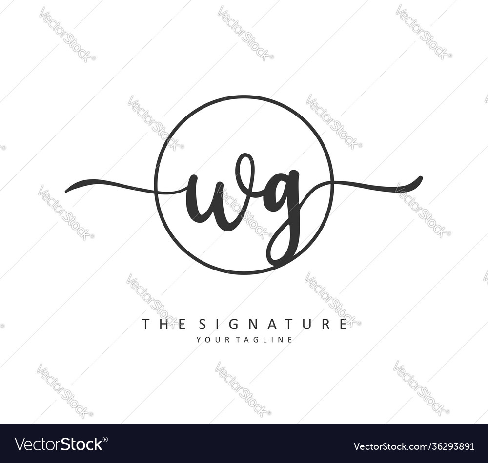 Wg Initial Brief Handschrift und Unterschrift Logo