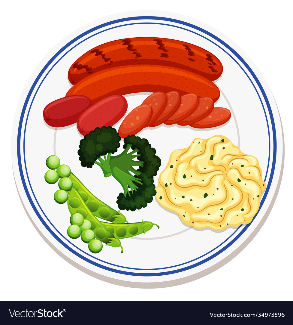 Aerial view food on plate Royalty Free Vector Image