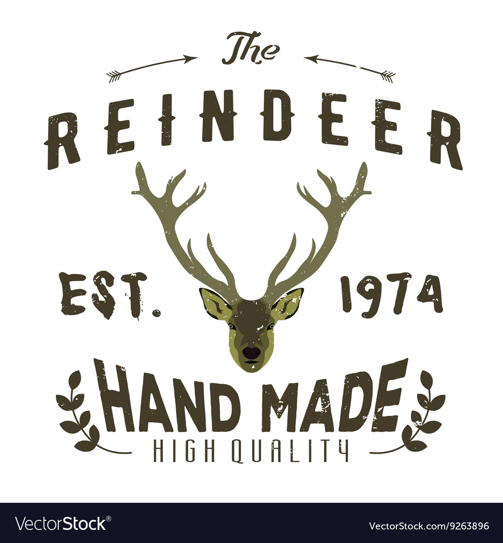 Authentic hipster logotype with reindeer