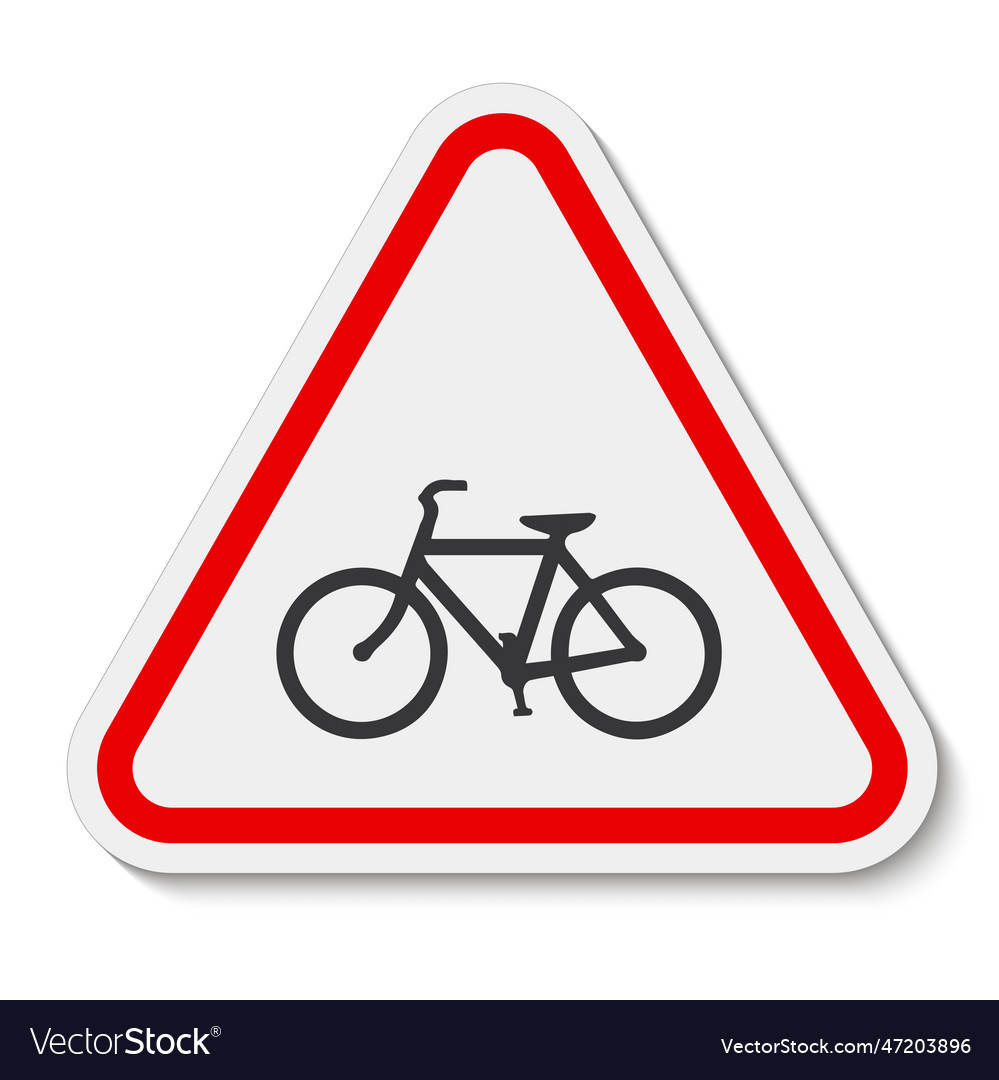 Bicycle traffic warning sign isolated on white