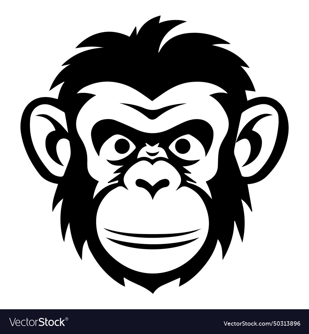 Chimpanzee flat icon isolated on white background Vector Image