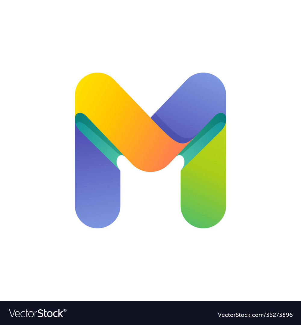 Colorful gradient m letter initial logo Royalty Free Vector