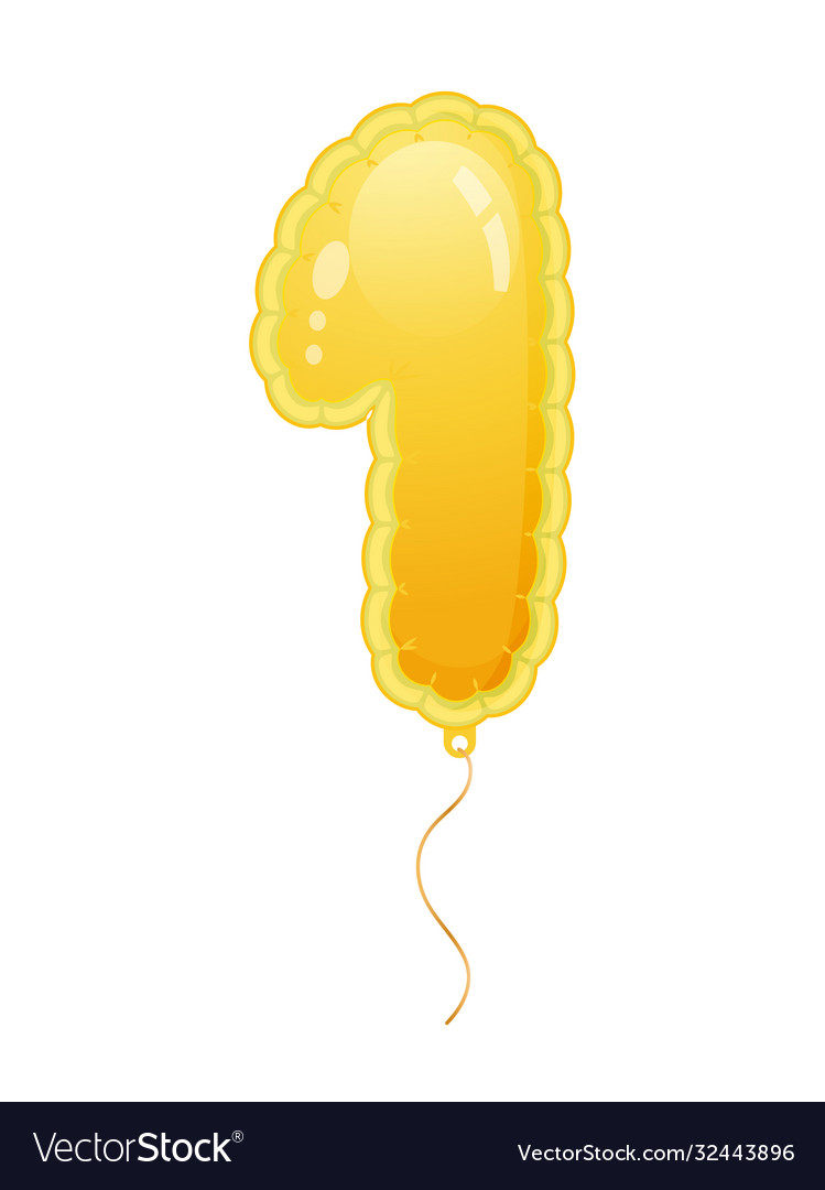 Golden balloon with number one filled with air Vector Image