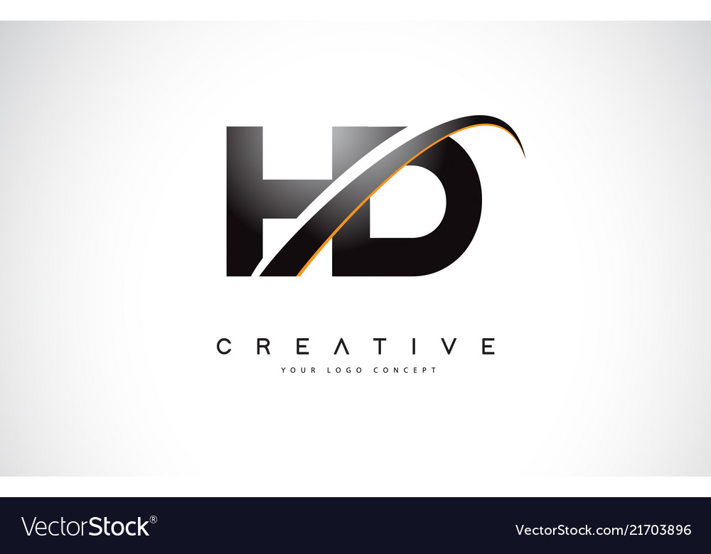 Hd h d swoosh letter logo design with modern Vector Image