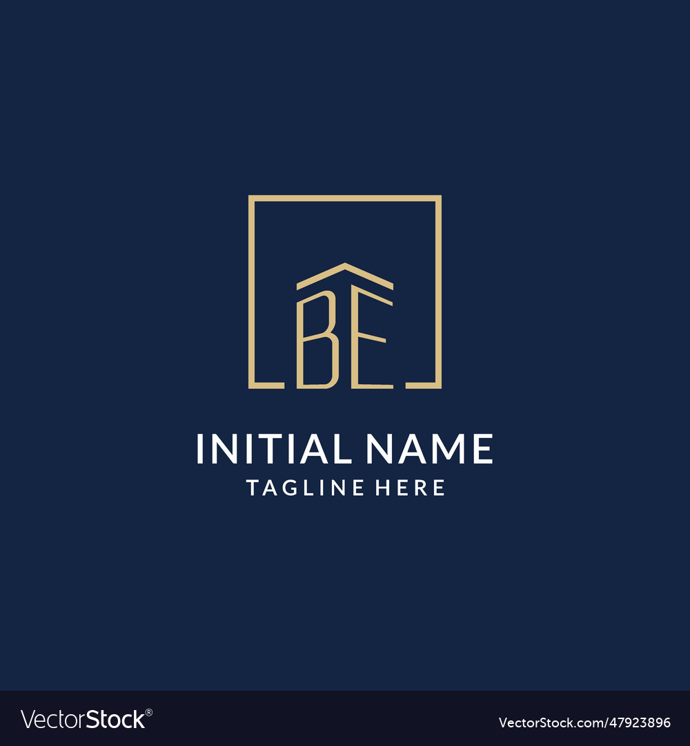 Initial be square lines logo modern and luxury Vector Image