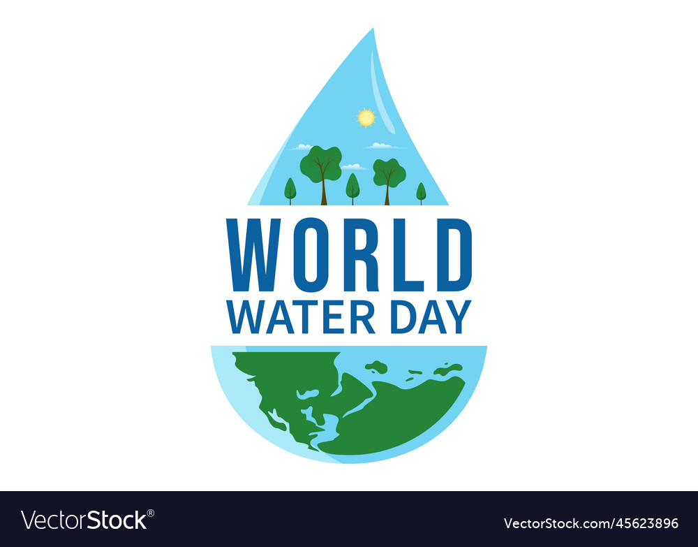 World water day on 5 march with waterdrop from Vector Image