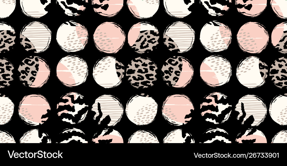 Abstract geometric seamless pattern with animal Vector Image