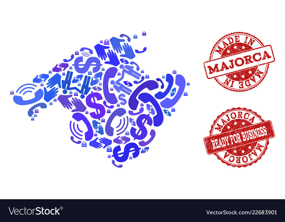 Business contacts composition of mosaic map