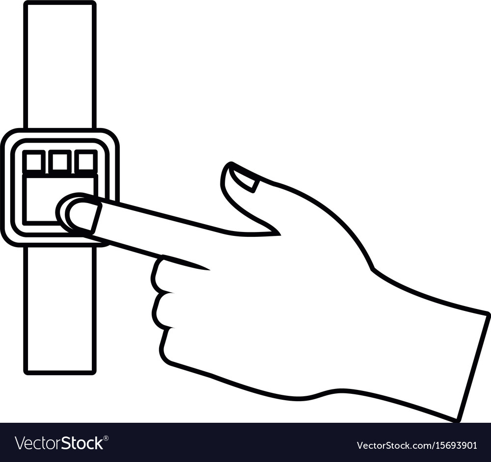 Hand Touch Smart Watch Wearable Technology Device Vector Image