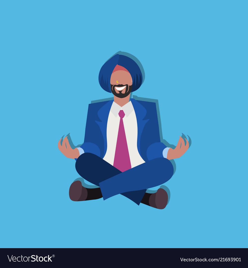 Indian businessman sitting lotus yoga pose