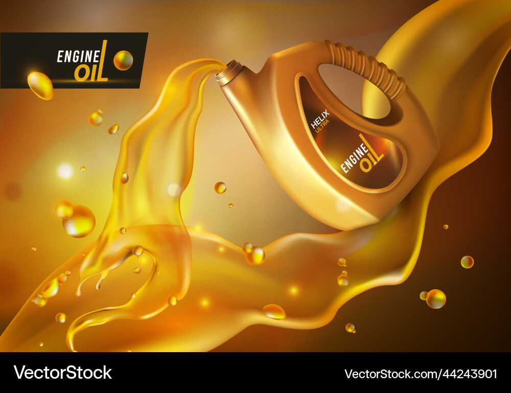 Oil change motor lubricant splash liquid pour Vector Image