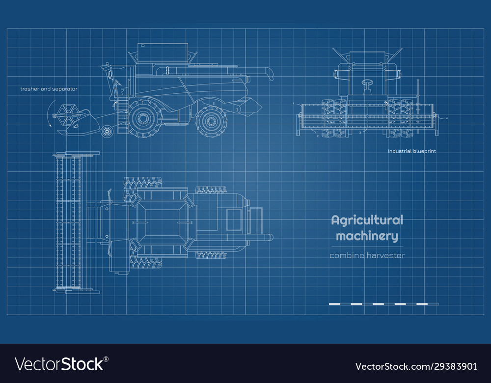 INSTANT DOWNLOAD Farming Blueprint Decor Corn Combine Blueprint 