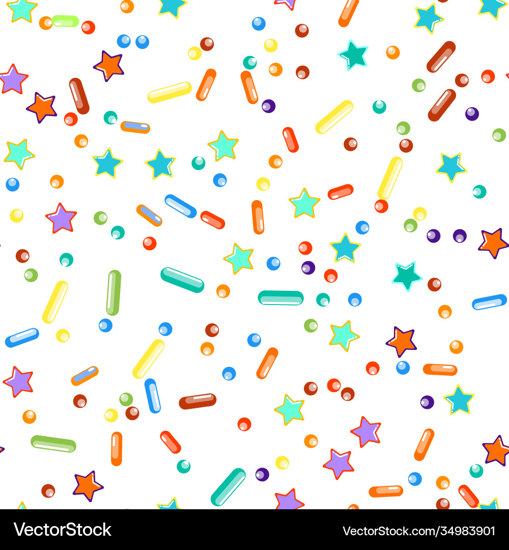 Sprinkles grainy seamless pattern cupcake donuts Vector Image