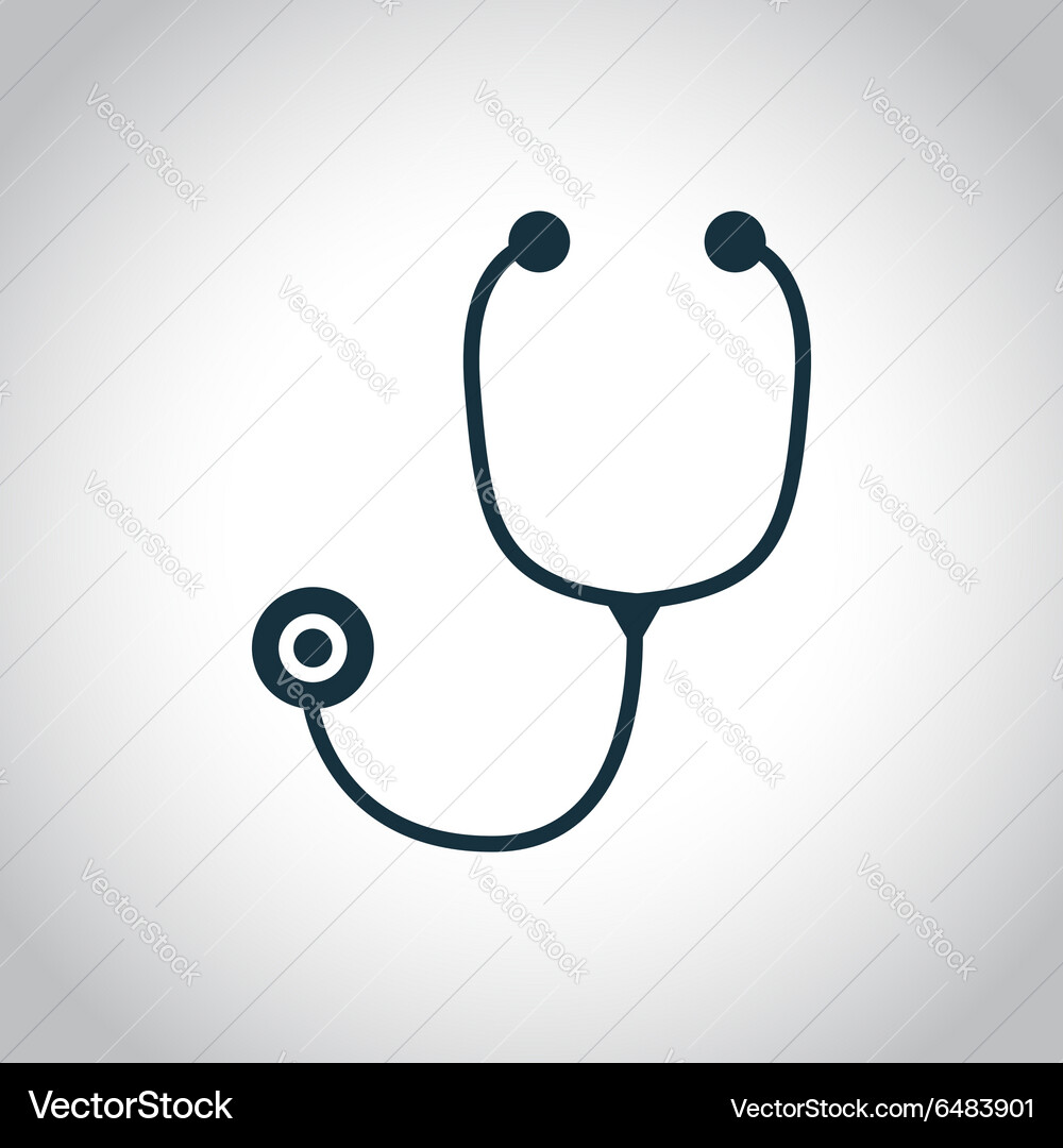 Stethoscope flat black icon Royalty Free Vector Image