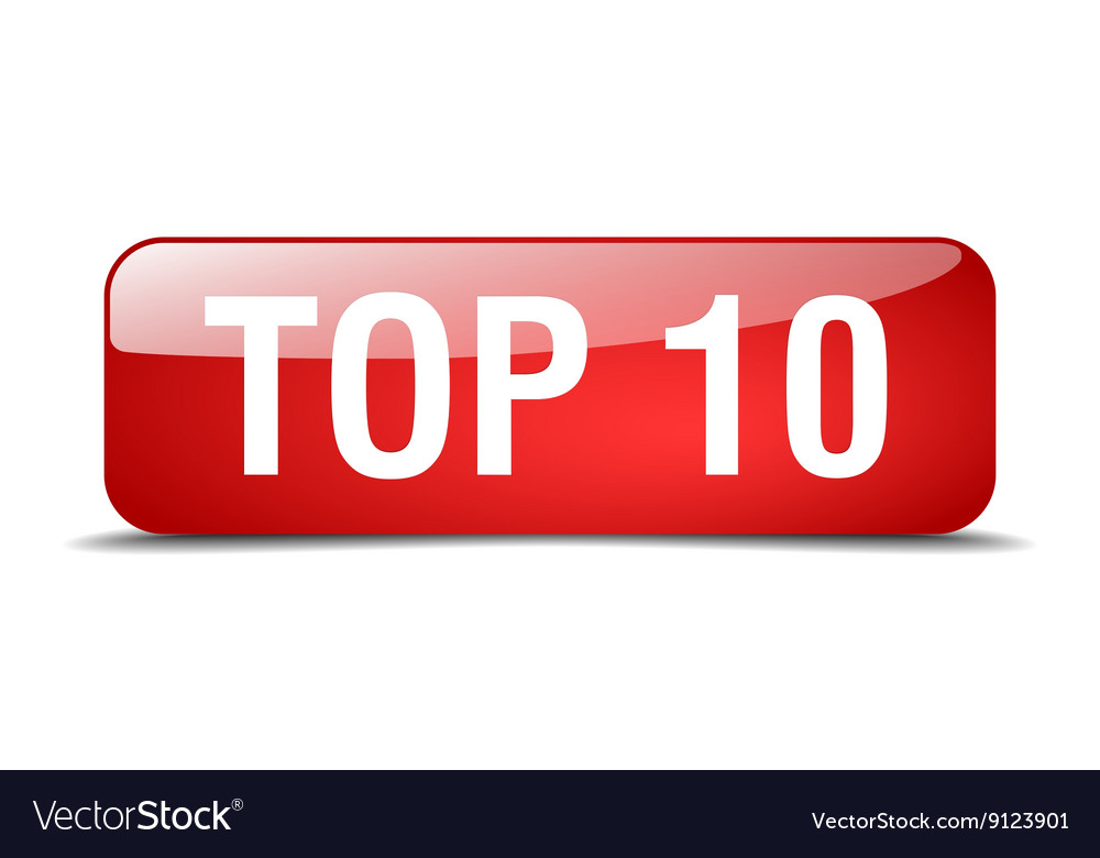 Top 10 red square 3d realistic isolated web button