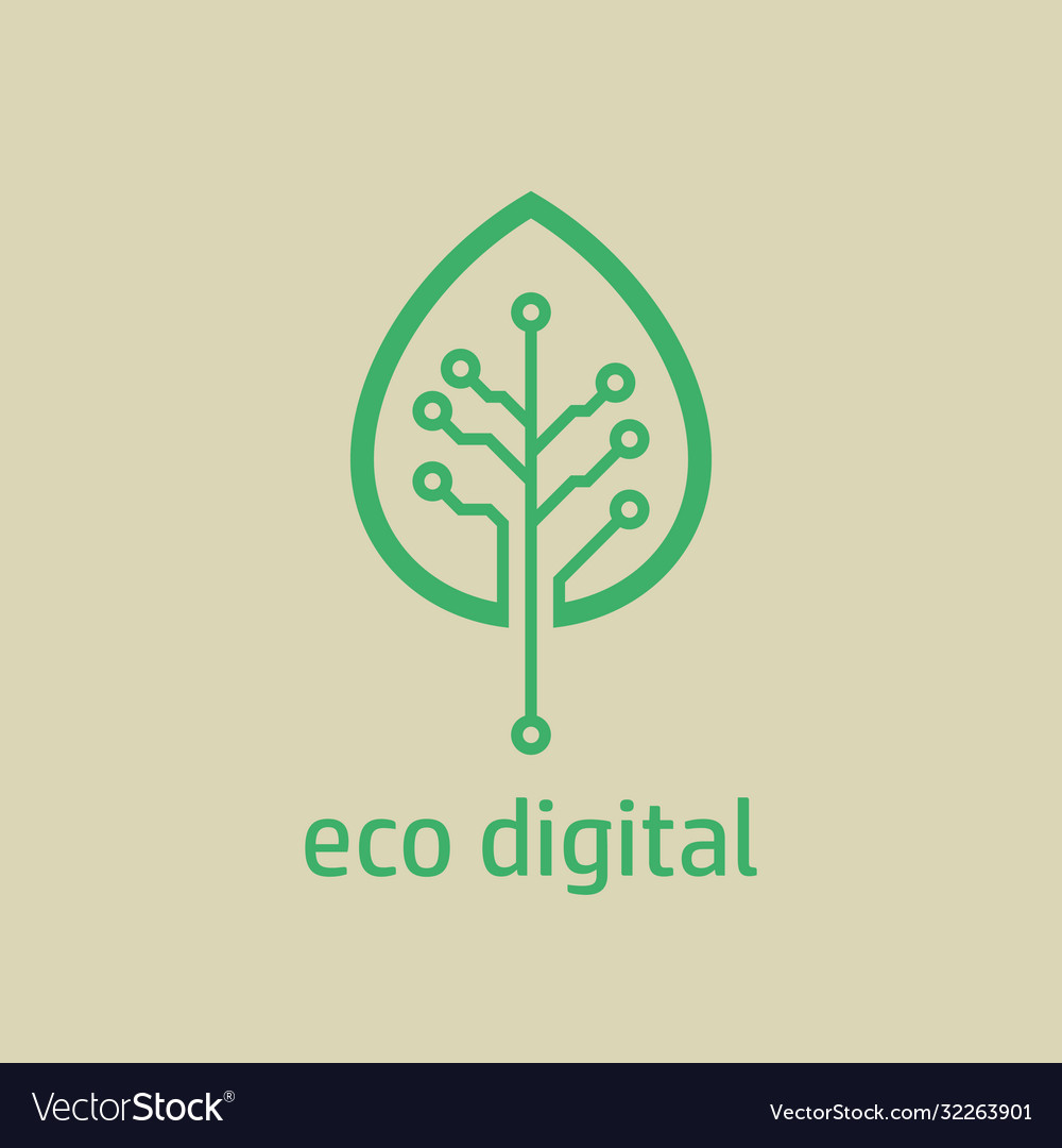 Tree leaf icon in digital style