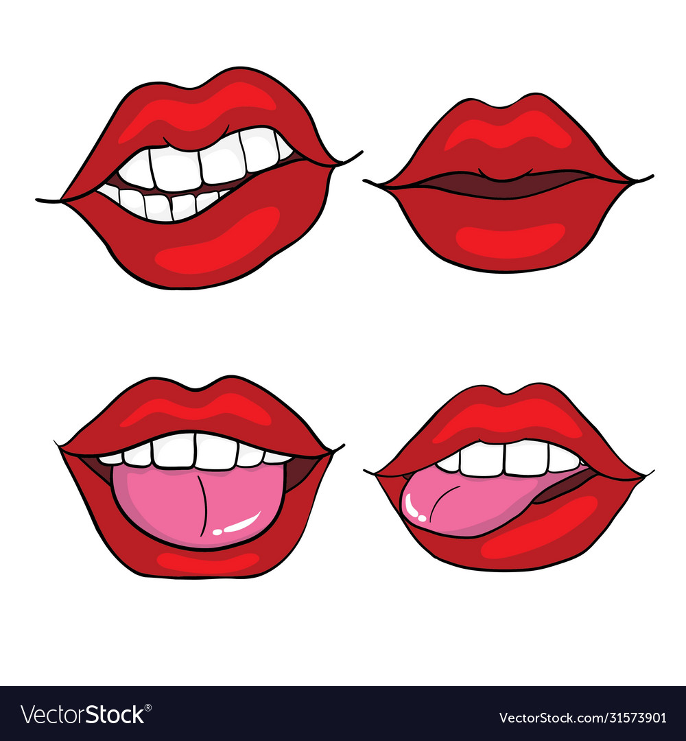 Womans lip gestures set girl mouths close up Vector Image