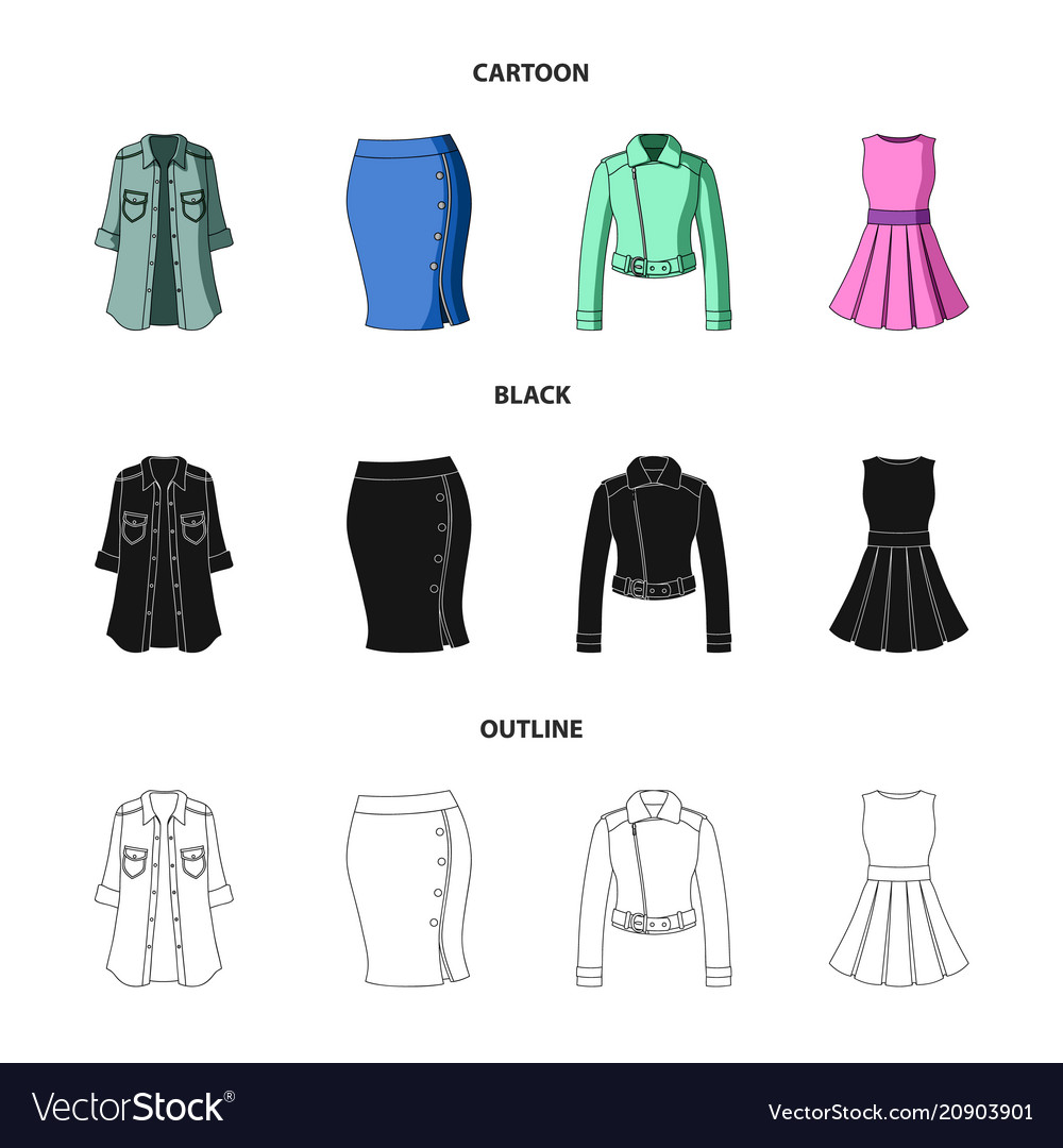 Women clothing cartoonist icons in set