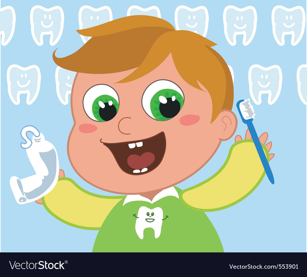 Young boy cleaning teeth